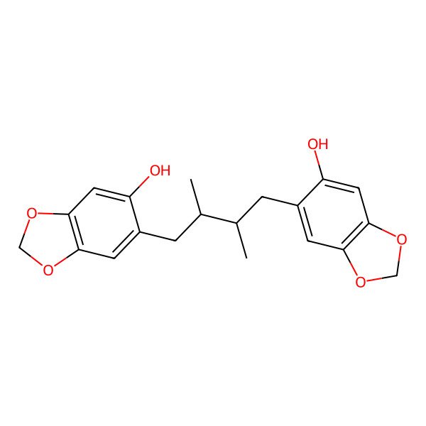 2D Structure of 6-[(2S,3S)-4-(6-hydroxy-1,3-benzodioxol-5-yl)-2,3-dimethylbutyl]-1,3-benzodioxol-5-ol