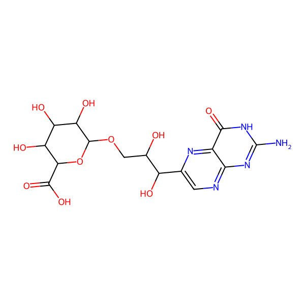 2D Structure of 6-[3-(2-amino-4-oxo-3H-pteridin-6-yl)-2,3-dihydroxypropoxy]-3,4,5-trihydroxyoxane-2-carboxylic acid