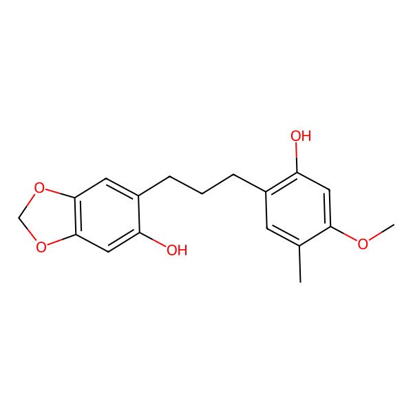 2D Structure of 6-[3-(2-Hydroxy-4-methoxy-5-methylphenyl)propyl]-1,3-benzodioxol-5-ol