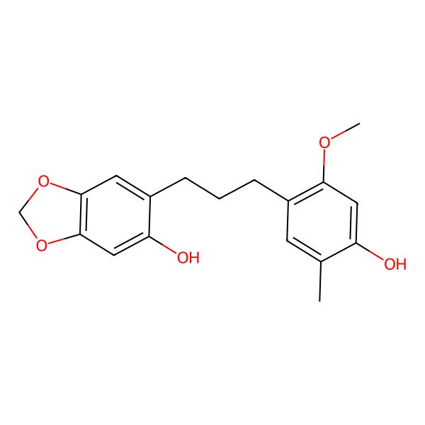 2D Structure of 6-[3-(4-Hydroxy-2-methoxy-5-methylphenyl)propyl]-1,3-benzodioxol-5-ol