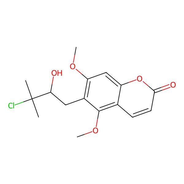 2D Structure of 6-(3-Chloro-2-hydroxy-3-methylbutyl)-5,7-dimethoxycoumarin