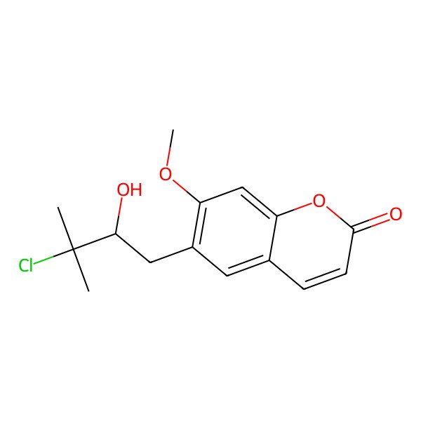 2D Structure of 6-(3-Chloro-2-hydroxy-3-methylbutyl)-7-methoxychromen-2-one