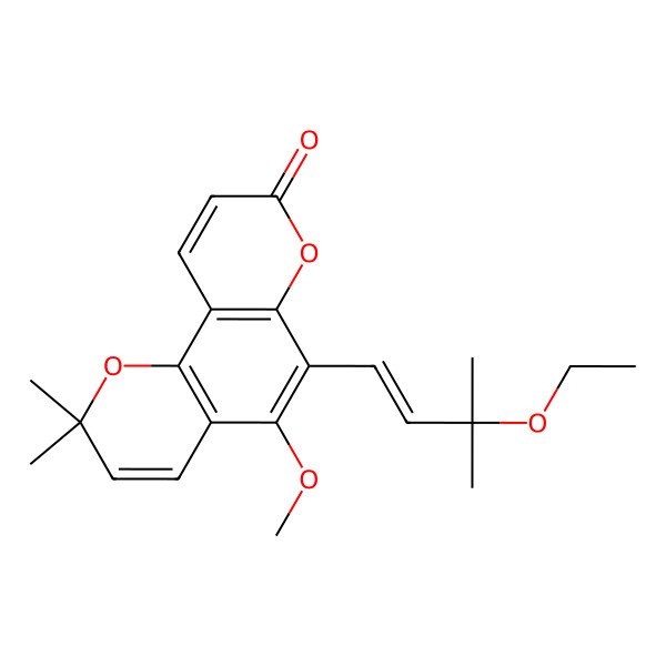 2D Structure of 6-(3-Ethoxy-3-methylbut-1-enyl)-5-methoxy-2,2-dimethylpyrano[2,3-h]chromen-8-one