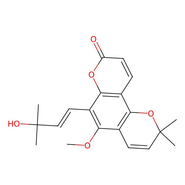 2D Structure of 6-(3-Hydroxy-3-methylbut-1-enyl)-5-methoxy-2,2-dimethylpyrano[2,3-h]chromen-8-one