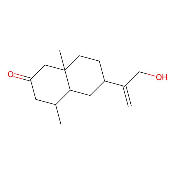 2D Structure of 6-(3-Hydroxyprop-1-en-2-yl)-4,8a-dimethyl-1,3,4,4a,5,6,7,8-octahydronaphthalen-2-one 2D Structure of 6-(3-Hydroxyprop-1-en-2-yl)-4,8a-dimethyl-1,3,4,4a,5,6,7,8-octahydronaphthalen-2-one