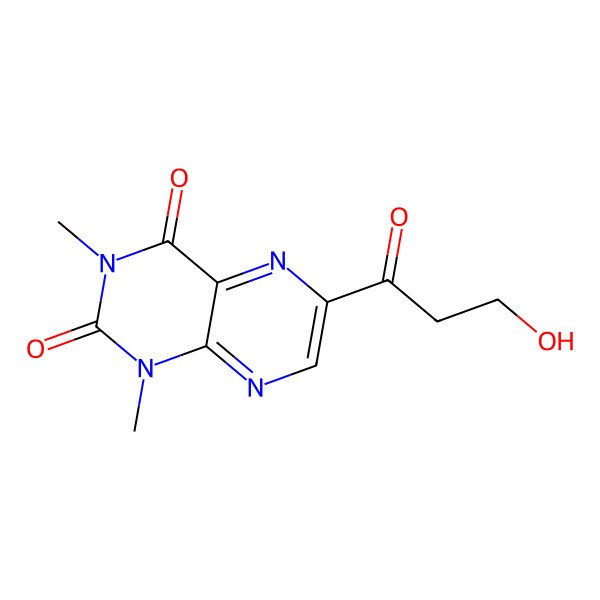 2D Structure of 6-(3-Hydroxypropanoyl)-1,3-dimethylpteridine-2,4-dione
