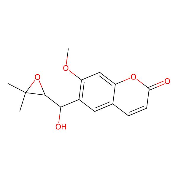 2D Structure of 6-[(3,3-Dimethyloxiran-2-yl)-hydroxymethyl]-7-methoxychromen-2-one