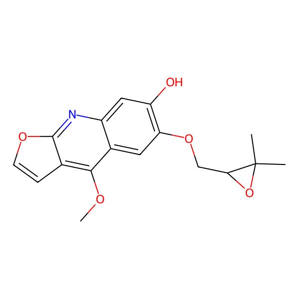 2D Structure of 6-[(3,3-Dimethyloxiran-2-yl)methoxy]-4-methoxyfuro[2,3-b]quinolin-7-ol