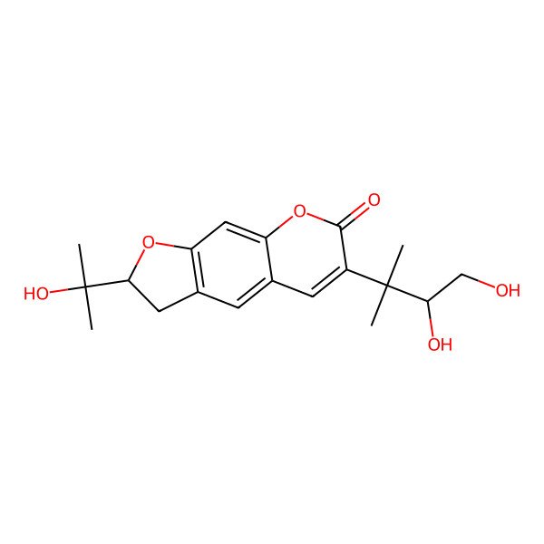 2D Structure of 6-(3,4-Dihydroxy-2-methylbutan-2-yl)-2-(2-hydroxypropan-2-yl)-2,3-dihydrofuro[3,2-g]chromen-7-one