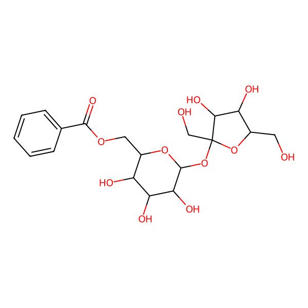 2D Structure of (6-(3,4-Dihydroxy-2,5-bis(hydroxymethyl)oxolan-2-yl)oxy-3,4,5-trihydroxyoxan-2-yl)methyl benzoate