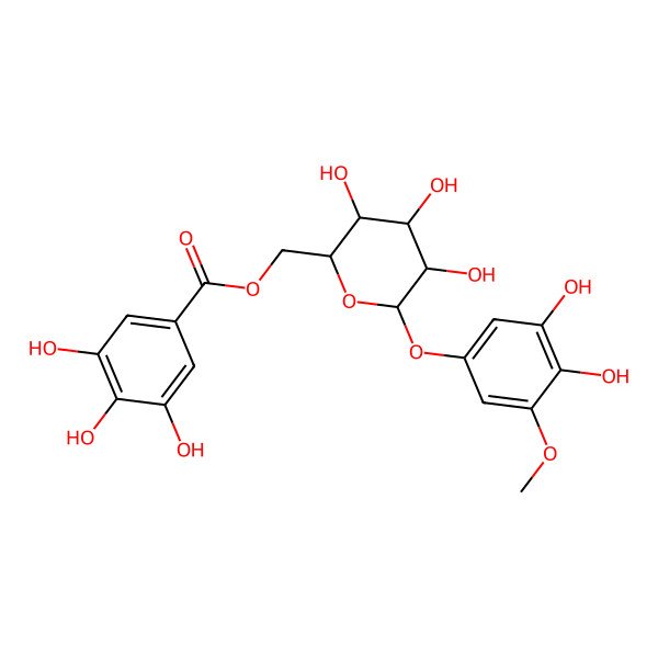 2D Structure of [6-(3,4-Dihydroxy-5-methoxyphenoxy)-3,4,5-trihydroxyoxan-2-yl]methyl 3,4,5-trihydroxybenzoate