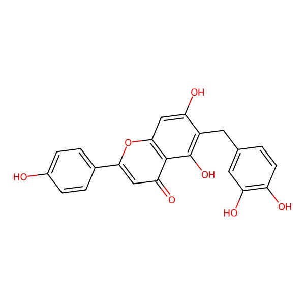 2D Structure of 6-[(3,4-Dihydroxyphenyl)methyl]-5,7-dihydroxy-2-(4-hydroxyphenyl)chromen-4-one