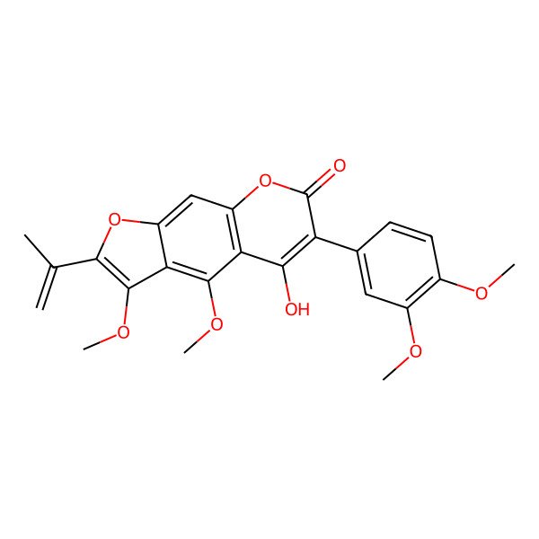 2D Structure of 6-(3,4-Dimethoxyphenyl)-5-hydroxy-3,4-dimethoxy-2-prop-1-en-2-ylfuro[3,2-g]chromen-7-one