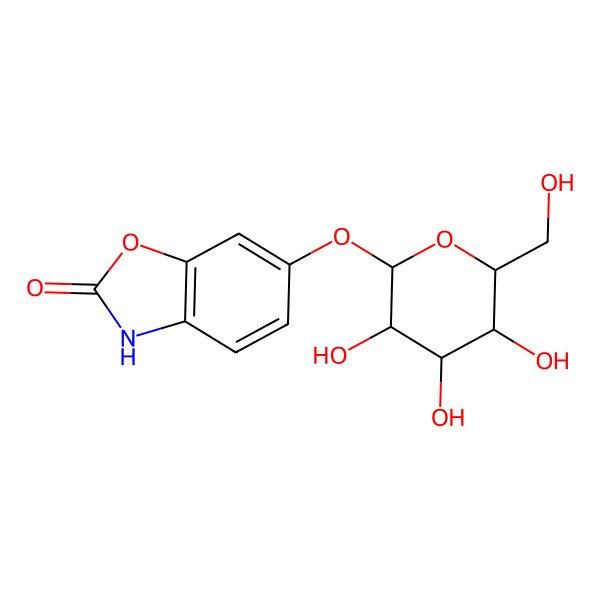 2D Structure of 6-[3,4,5-trihydroxy-6-(hydroxymethyl)oxan-2-yl]oxy-3H-1,3-benzoxazol-2-one