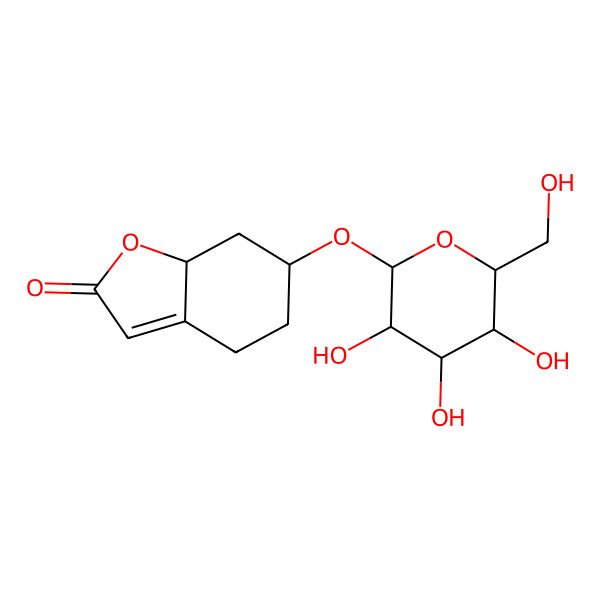 2D Structure of 6-[3,4,5-trihydroxy-6-(hydroxymethyl)oxan-2-yl]oxy-5,6,7,7a-tetrahydro-4H-1-benzofuran-2-one