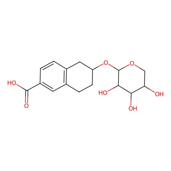 2D Structure of 6-(3,4,5-Trihydroxyoxan-2-yl)oxy-5,6,7,8-tetrahydronaphthalene-2-carboxylic acid 2D Structure of 6-(3,4,5-Trihydroxyoxan-2-yl)oxy-5,6,7,8-tetrahydronaphthalene-2-carboxylic acid