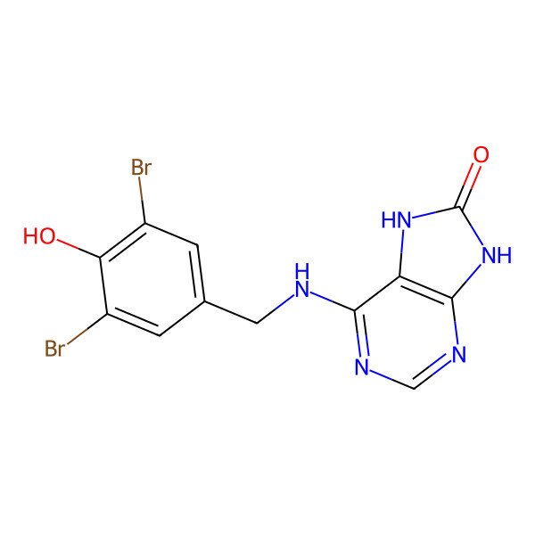 2D Structure of 6-[(3,5-Dibromo-4-hydroxyphenyl)methylamino]-7,9-dihydropurin-8-one