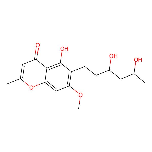 2D Structure of 6-(3,5-Dihydroxyhexyl)-5-hydroxy-7-methoxy-2-methylchromen-4-one