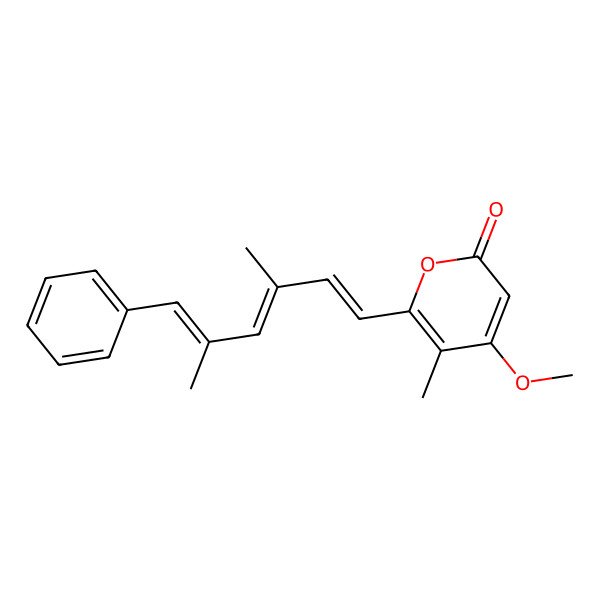 2D Structure of 6-(3,5-Dimethyl-6-phenylhexa-1,3,5-trienyl)-4-methoxy-5-methylpyran-2-one