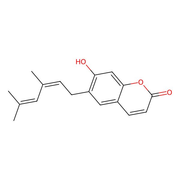 2D Structure of 6-(3,5-Dimethylhexa-2,4-dienyl)-7-hydroxychromen-2-one