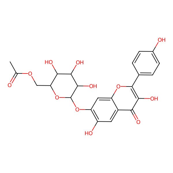 2D Structure of [6-[3,6-Dihydroxy-2-(4-hydroxyphenyl)-4-oxochromen-7-yl]oxy-3,4,5-trihydroxyoxan-2-yl]methyl acetate