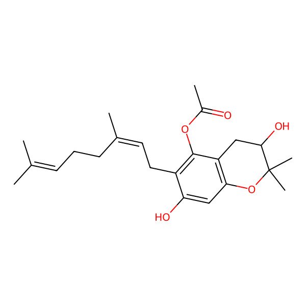 2D Structure of [6-(3,7-Dimethylocta-2,6-dienyl)-3,7-dihydroxy-2,2-dimethyl-3,4-dihydrochromen-5-yl] acetate