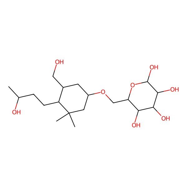 2D Structure of 6-[[4-(3-Hydroxybutyl)-5-(hydroxymethyl)-3,3-dimethylcyclohexyl]oxymethyl]oxane-2,3,4,5-tetrol