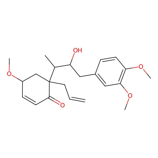 2D Structure of 6-[4-(3,4-Dimethoxyphenyl)-3-hydroxybutan-2-yl]-4-methoxy-6-prop-2-enylcyclohex-2-en-1-one
