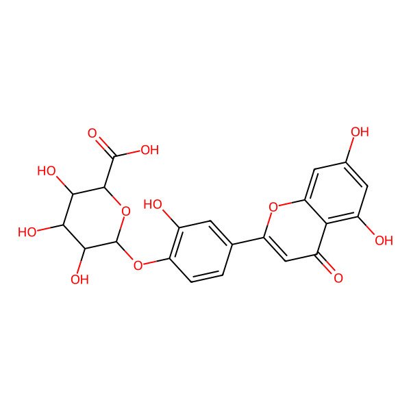 2D Structure of 6-[4-(5,7-Dihydroxy-4-oxochromen-2-yl)-2-hydroxyphenoxy]-3,4,5-trihydroxyoxane-2-carboxylic acid
