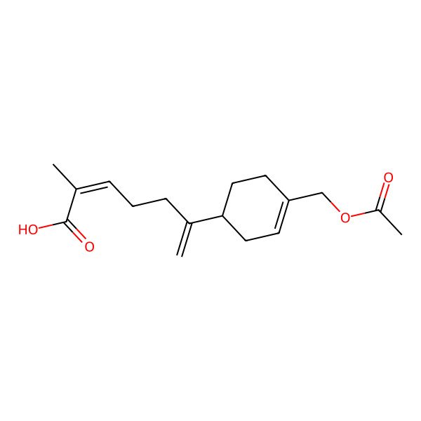 2D Structure of 6-[4-(Acetyloxymethyl)cyclohex-3-en-1-yl]-2-methylhepta-2,6-dienoic acid