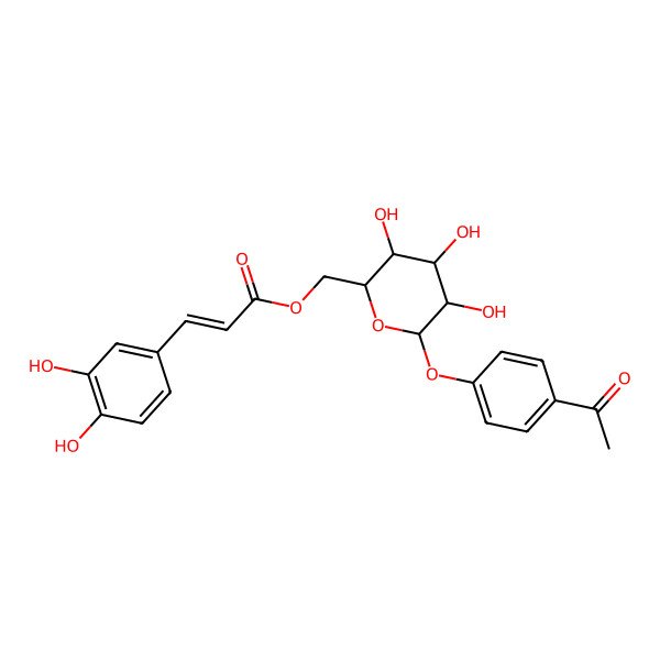 2D Structure of [6-(4-Acetylphenoxy)-3,4,5-trihydroxyoxan-2-yl]methyl 3-(3,4-dihydroxyphenyl)prop-2-enoate