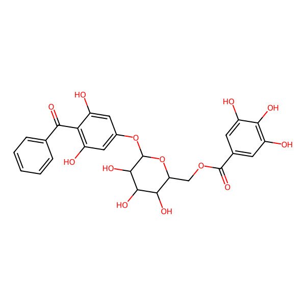 2D Structure of [6-(4-Benzoyl-3,5-dihydroxyphenoxy)-3,4,5-trihydroxyoxan-2-yl]methyl 3,4,5-trihydroxybenzoate
