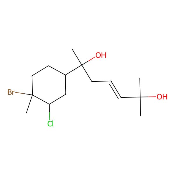 2D Structure of 6-(4-Bromo-3-chloro-4-methylcyclohexyl)-2-methylhept-3-ene-2,6-diol