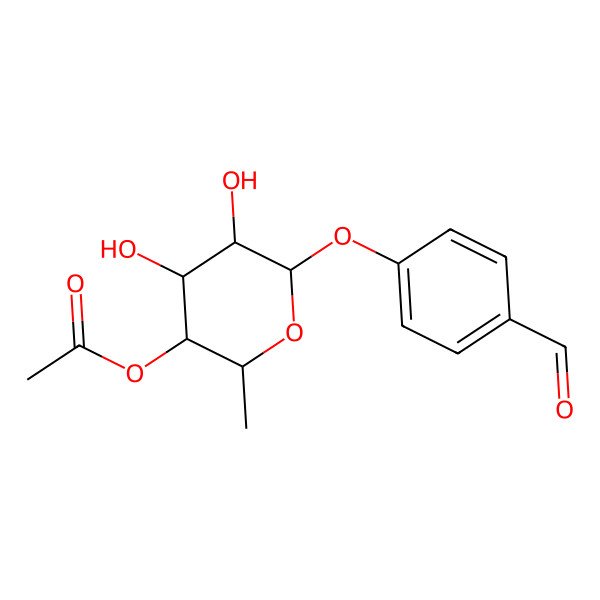 2D Structure of [6-(4-Formylphenoxy)-4,5-dihydroxy-2-methyloxan-3-yl] acetate