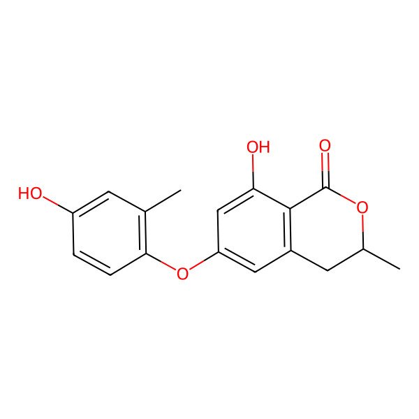2D Structure of 6-(4'-hydroxy-2'-methyl phenoxy)-(-)-(3R)-mellein