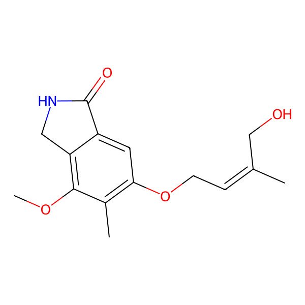 2D Structure of 6-(4-Hydroxy-3-methylbut-2-enoxy)-4-methoxy-5-methyl-2,3-dihydroisoindol-1-one
