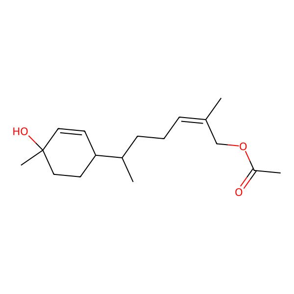 2D Structure of [6-(4-Hydroxy-4-methylcyclohex-2-en-1-yl)-2-methylhept-2-enyl] acetate