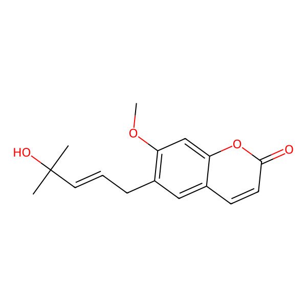 2D Structure of 6-(4-Hydroxy-4-methylpent-2-enyl)-7-methoxychromen-2-one