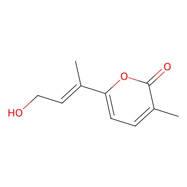 2D Structure of 6-(4-Hydroxybut-2-en-2-yl)-3-methylpyran-2-one