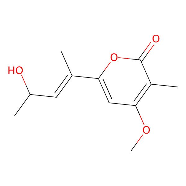2D Structure of 6-(4-Hydroxypent-2-en-2-yl)-4-methoxy-3-methylpyran-2-one