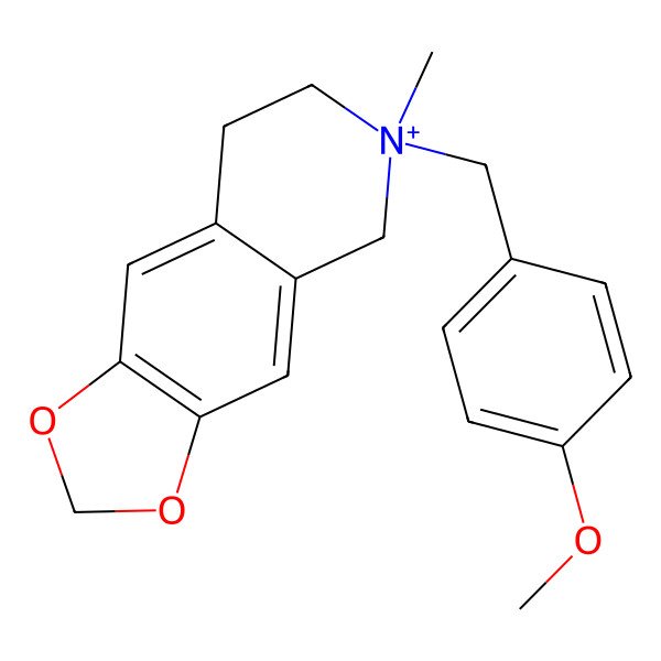 2D Structure of 6-[(4-methoxyphenyl)methyl]-6-methyl-7,8-dihydro-5H-[1,3]dioxolo[4,5-g]isoquinolin-6-ium