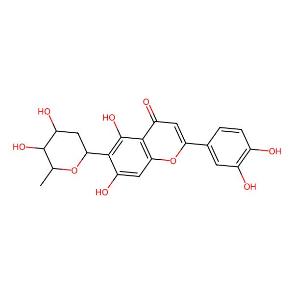 2D Structure of 6-(4,5-Dihydroxy-6-methyloxan-2-yl)-2-(3,4-dihydroxyphenyl)-5,7-dihydroxychromen-4-one 2D Structure of 6-(4,5-Dihydroxy-6-methyloxan-2-yl)-2-(3,4-dihydroxyphenyl)-5,7-dihydroxychromen-4-one