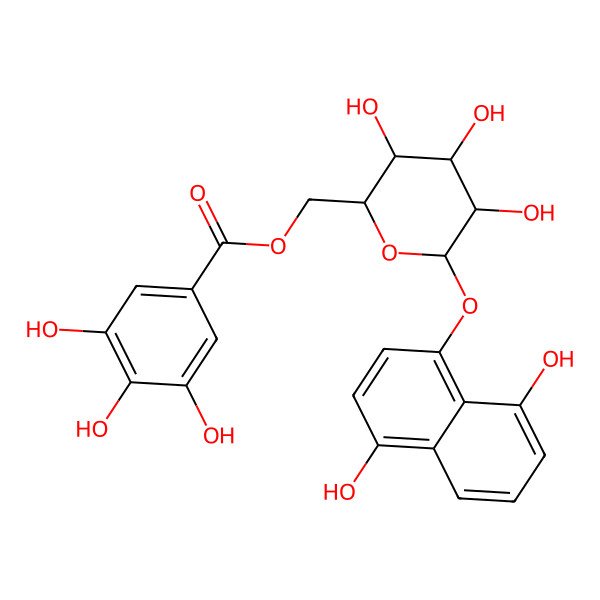 2D Structure of [6-(4,8-Dihydroxynaphthalen-1-yl)oxy-3,4,5-trihydroxyoxan-2-yl]methyl 3,4,5-trihydroxybenzoate