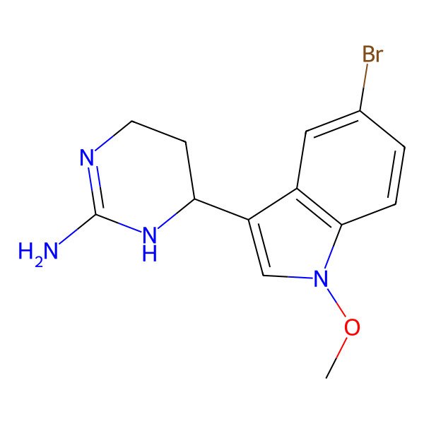 2D Structure of 6-(5-Bromo-1-methoxyindol-3-yl)-1,4,5,6-tetrahydropyrimidin-2-amine