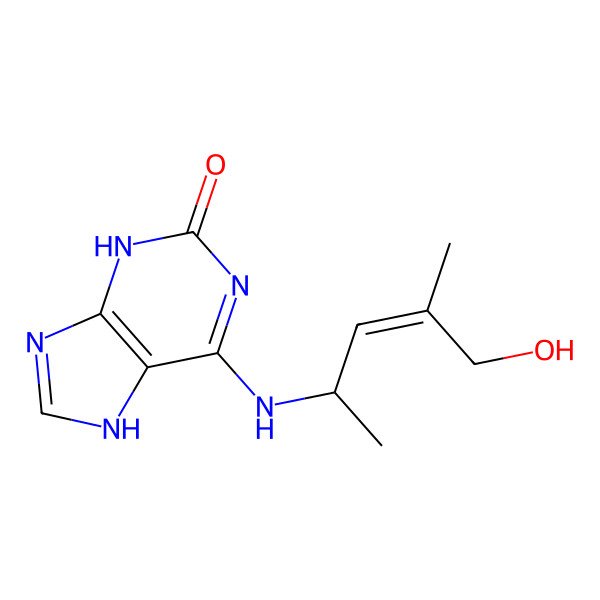 2D Structure of 6-[(5-Hydroxy-4-methylpent-3-en-2-yl)amino]-3,7-dihydropurin-2-one