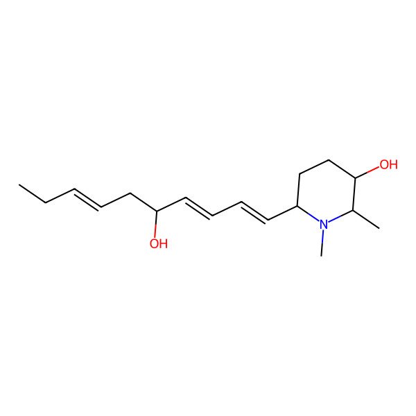 2D Structure of 6-(5-Hydroxydeca-1,3,7-trienyl)-1,2-dimethylpiperidin-3-ol