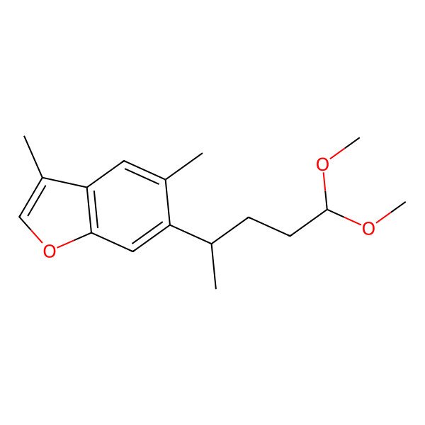 2D Structure of 6-(5,5-Dimethoxypentan-2-yl)-3,5-dimethyl-1-benzofuran