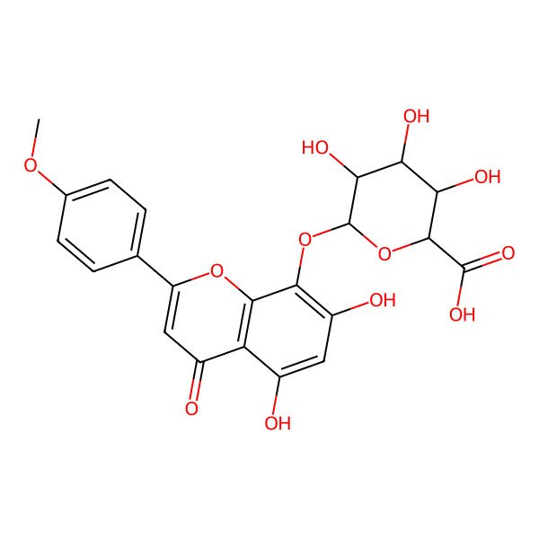 2D Structure of 6-[5,7-Dihydroxy-2-(4-methoxyphenyl)-4-oxochromen-8-yl]oxy-3,4,5-trihydroxyoxane-2-carboxylic acid