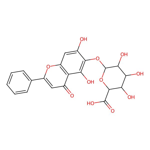 2D Structure of 6-(5,7-Dihydroxy-4-oxo-2-phenylchromen-6-yl)oxy-3,4,5-trihydroxyoxane-2-carboxylic acid