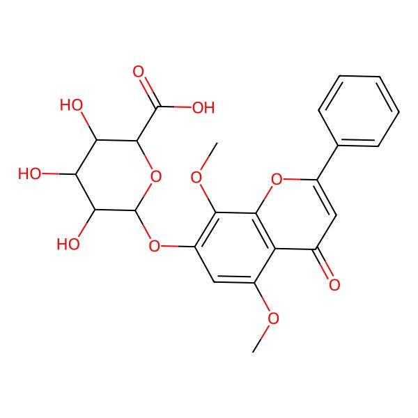 2D Structure of 6-(5,8-Dimethoxy-4-oxo-2-phenylchromen-7-yl)oxy-3,4,5-trihydroxyoxane-2-carboxylic acid